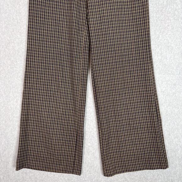 Reformation Brown Plaid Faye High Waisted Wide Leg Trouser Pant Size 2 - Picture 3 of 13